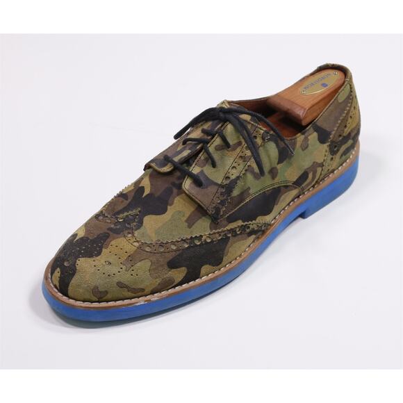 Del Toro Green Camo Camouflage Wingtip Derby Oxford Dress Shoes Mens 11 M